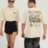 YOURTURN Rome Tee Unisex - T-Shirt Print - Mottled Light Brown -Kleding Hoog Verkoopwinkel 07017d2cd401401ea70ed2bd25c35478