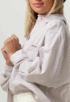 Colourful Rebel Vicky Striped Dropped Shoulder - Overhemdblouse - Zand -Kleding Hoog Verkoopwinkel 092530781eb643ae9f45800a3913b724