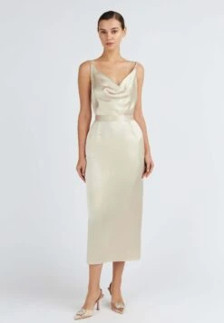 Kamea Silky Draped Front- Cocktailjurk - Beige