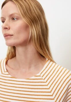 Marc O'Polo Gestreiftes Frottee-Kurzarm Regular Aus - T-Shirt Print - MultiFaded Marigold -Kleding Hoog Verkoopwinkel 2240800664b64d8e9e41bc1c4c6e545b