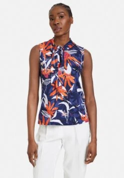 Gerry Weber Sleeveless Shirt With Collar - Top - Blau/Rot/Orange Druck