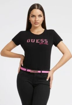 Guess Ss Cn College- T-Shirt Print - Jet Black