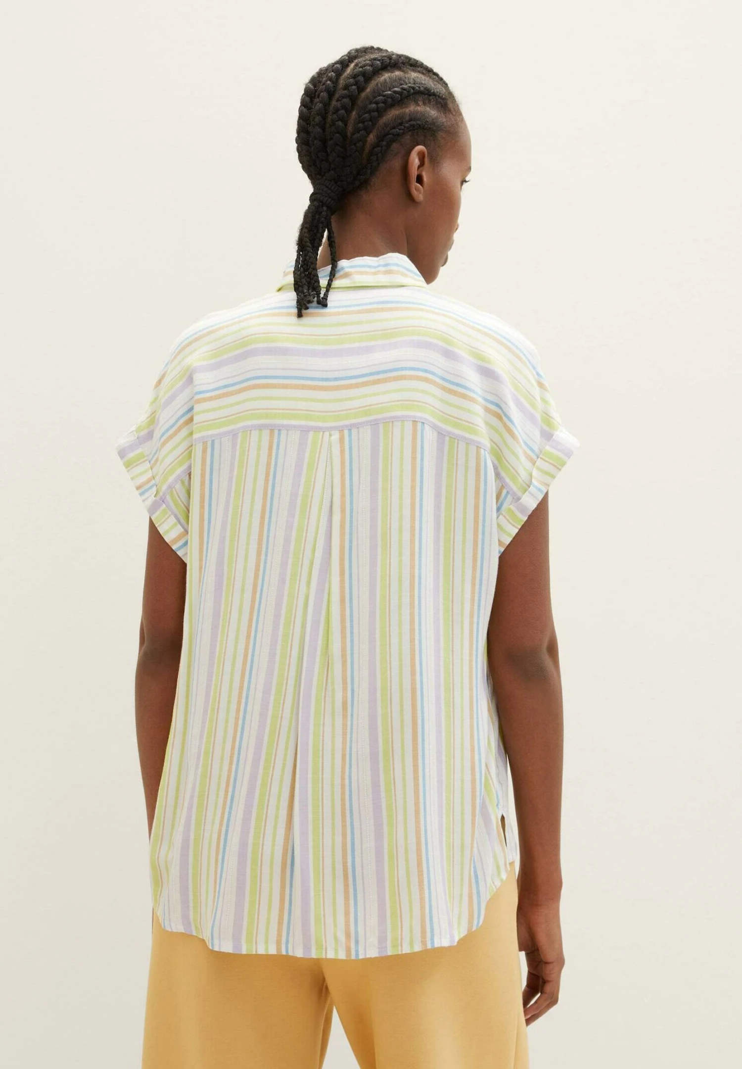 TOM TAILOR Denim Gestreifte Kurzarm - Overhemdblouse - Multicolor Vertical Stripe 4 TOM TAILOR Denim Gestreifte Kurzarm - Overhemdblouse - Multicolor Vertical Stripe - Image 2