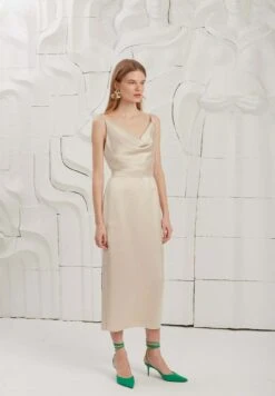 Kamea Silky Draped Front- Cocktailjurk - Beige -Kleding Hoog Verkoopwinkel 2f396c1d1f744761bc1a10570f3c48d5