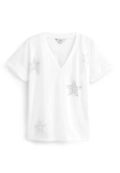 Next V-Neck Star - T-Shirt Print - White -Kleding Hoog Verkoopwinkel 310f93de108a44f7bdfa2998b879db64