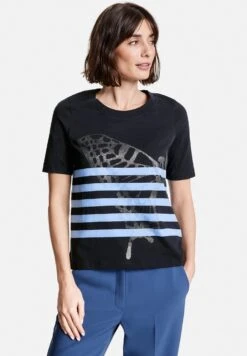 Gerry Weber 1/2 ArmMit Ringeln Und Frontpr - T-Shirt Print - Blau Ringel