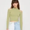 COTTON ON Seamless Cut Out Shoulder Long Sleeve - Longsleeve - Safari Green