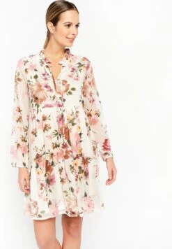 LOLALIZA With Floral Print - Jurk - Ecru