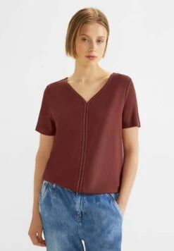 STREET ONE Mit Tapedetail - T-Shirt Basic - Braun