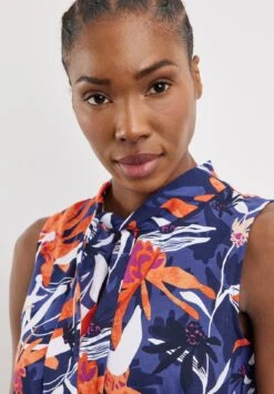 Gerry Weber Sleeveless Shirt With Collar - Top - Blau/Rot/Orange Druck -Kleding Hoog Verkoopwinkel 529e0144fecd46a89f444df9a3e91576