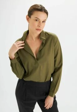 Long Sleeved Polo - Blouse - Verde Militare