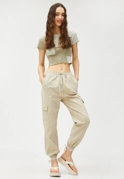 Koton Pocket Detail Elastic Waist- Cargobroek - Stone -Kleding Hoog Verkoopwinkel 5fb3bd32c01c4e1ead6134229a39b636