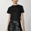 Patrizia Pepe Embroidered- T-Shirt Print - Black Universal Love -Kleding Hoog Verkoopwinkel 6173212aeffe4483b62edf9a9fa054a4