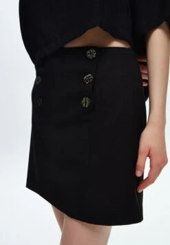 Button Detailed Mini- A-Lijn Rok - Black -Kleding Hoog Verkoopwinkel 617c6af9e0aa40c98ca8ab8e9d137a59