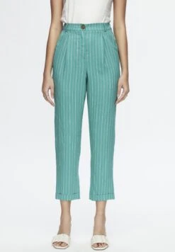 Pleated - Broek - Striped Emerald