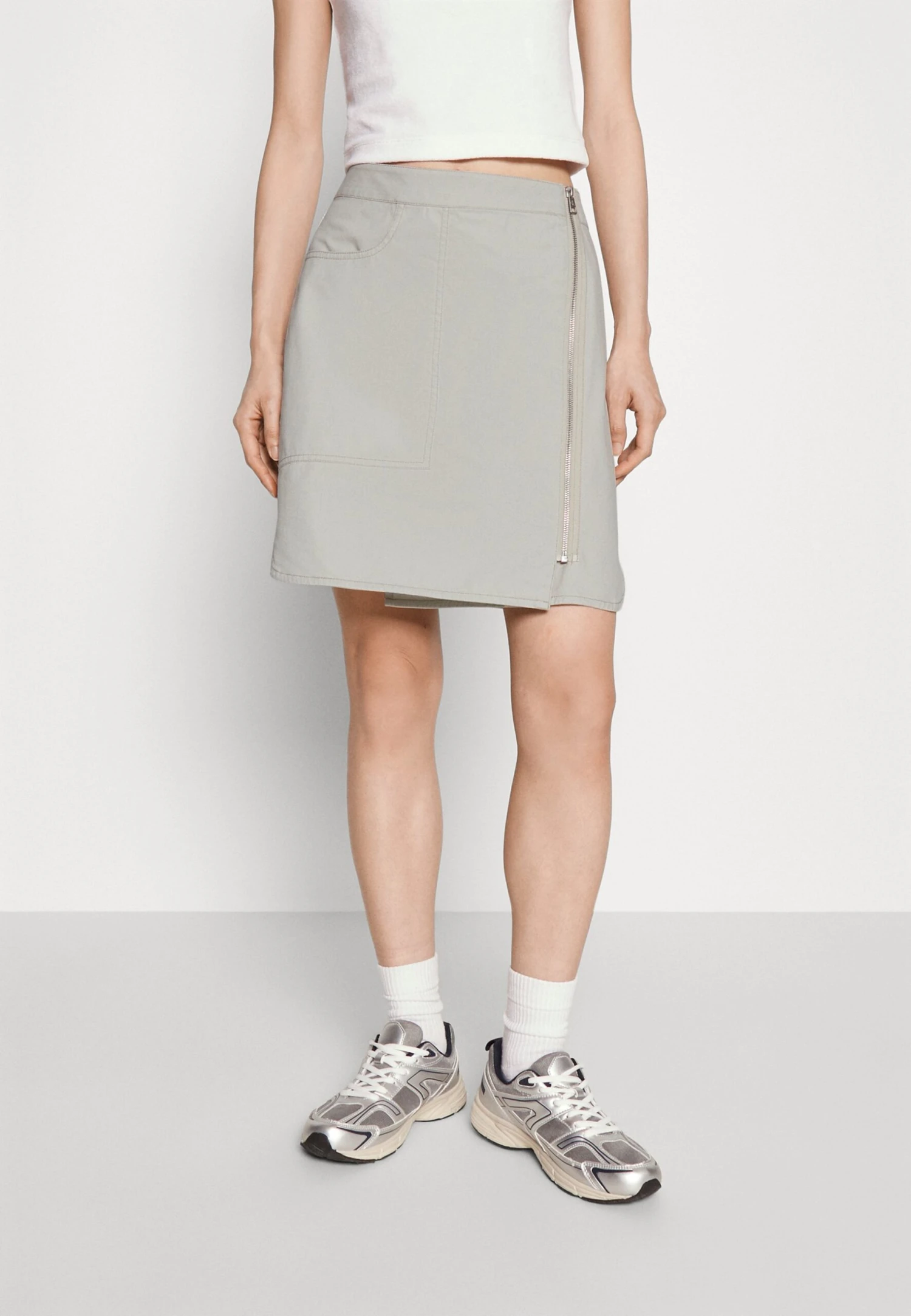 Calvin Klein Jeans Wrap Zipped Skirt - Minirok - Eggshell 3 Calvin Klein Jeans Wrap Zipped Skirt - Minirok - Eggshell