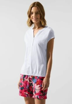 STREET ONE Mit Knopfleiste - T-Shirt Basic - Weiß