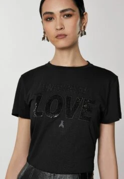 Patrizia Pepe Embroidered- T-Shirt Print - Black Universal Love -Kleding Hoog Verkoopwinkel 66365883a5274e1188ee79b1c3f5ab3b