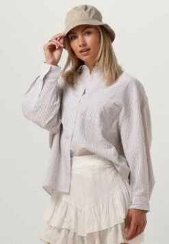 Colourful Rebel Vicky Striped Dropped Shoulder - Overhemdblouse - Zand