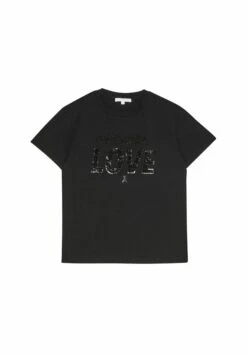Patrizia Pepe Embroidered- T-Shirt Print - Black Universal Love -Kleding Hoog Verkoopwinkel 89701aec540a4927bb50c490ca77b9db