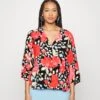 Objlimone Top- Blouse - Hot Coralaop/Flowers
