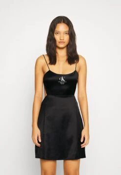 Calvin Klein Jeans Label Strappy Dress - Jurk - Black