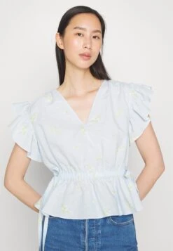 Marks & Spencer Frill Sleeve Top - Blouse - Blue -Kleding Hoog Verkoopwinkel 906a532af3ac48738eb4f4158218d9c9