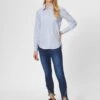 Gestreiftes- Overhemdblouse - Bleu/Weiß