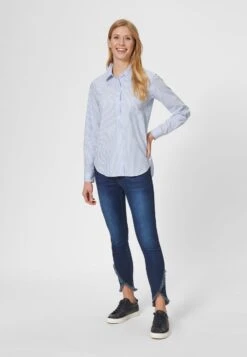 Gestreiftes- Overhemdblouse - Bleu/Weiß