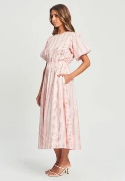 Stoic - Jurk - White And Coral Lurex Stripe -Kleding Hoog Verkoopwinkel a0ccd58d48b34f3aa7678f72f38fd79b