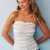 Next Shirred Bandeau Tube Standard - Top - White With Black Embroidery