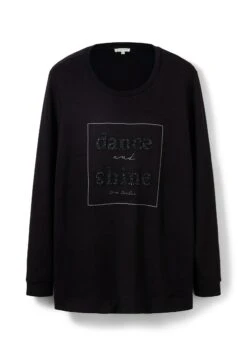 Tom Tailor LangarmMit Glitzerndem Textprint  - Longsleeve - Deep Black -Kleding Hoog Verkoopwinkel aba04fa1098644b6b8f7078092ec830a