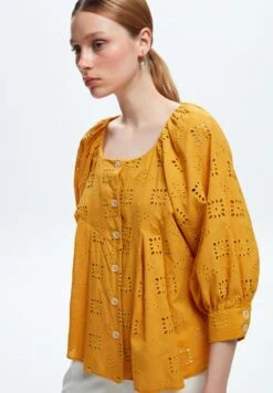 Buttoned Voile - Blouse - Saffron -Kleding Hoog Verkoopwinkel b0ba327fb69c4407b93b7a612f10f295