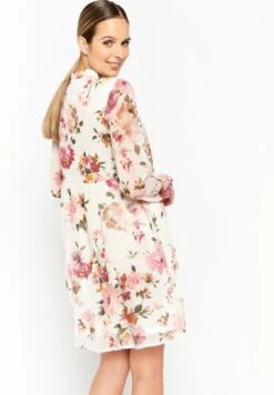 LOLALIZA With Floral Print - Jurk - Ecru -Kleding Hoog Verkoopwinkel b1cea815d2084bd6a8b375aff0ddd457