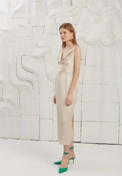 Kamea Silky Draped Front- Cocktailjurk - Beige -Kleding Hoog Verkoopwinkel c858cbba42024da4b6200ca0fec04489