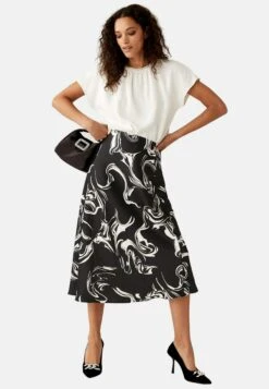 Marks & Spencer Satin Marble Print - A-Lijn Rok - Black Mix -Kleding Hoog Verkoopwinkel c96863b38b8d4320b93508f5b390f194