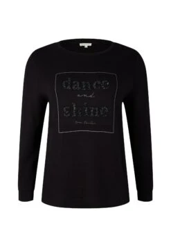 Tom Tailor LangarmMit Glitzerndem Textprint  - Longsleeve - Deep Black