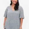Zizzi Kurzärmelige Mit A Form - Blouse - Off White Aop -Kleding Hoog Verkoopwinkel e46022a2ed0942d4a6b1d90cafa5d544