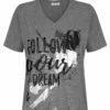 T-Shirt Print - Grau Meliert/Schwarz