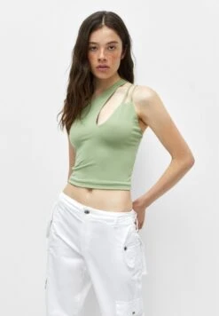 PULL & BEAR With Asymmetric Strap - Top - Khaki